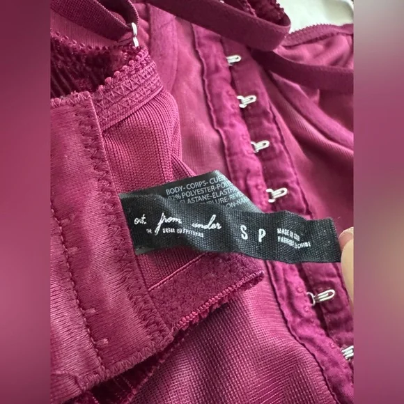 Out From Under - Anastasia Ribbed Velvet Bustier Top, Burgundy, Small - Picture 7 of 7